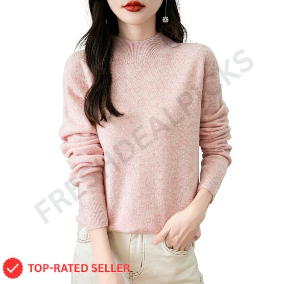 Merino Wool Seamless Mock Neck Pullover Elegant Minimal Chic Knitted Top